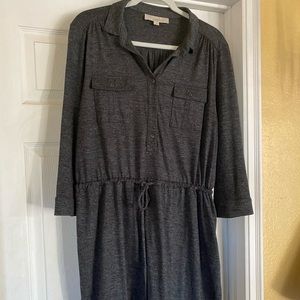 Grey knit dress.